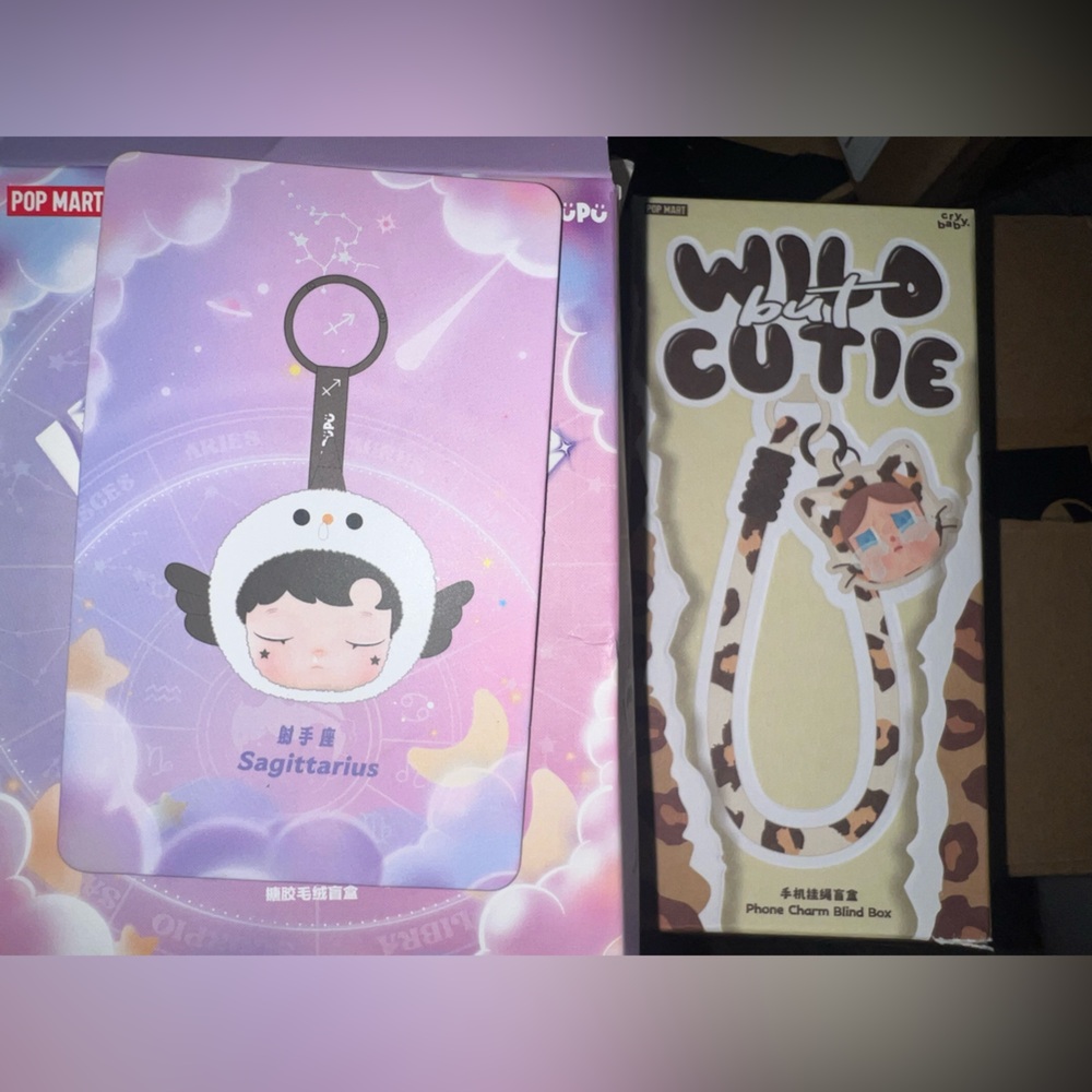 Pop mart constellation Sagittarius with random wild but cutie phone charm